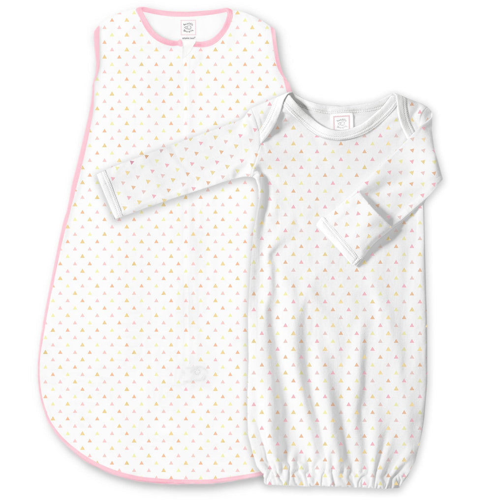 Cotton Knit zzZipMe Sack Set - Tiny Triangles Shimmer, Pink