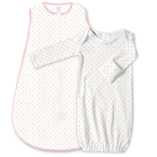 Cotton Knit zzZipMe Sack Set - Tiny Triangles Shimmer, Pink