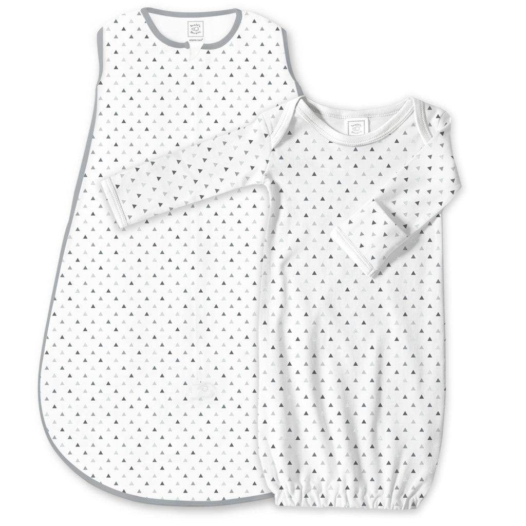 Cotton Knit zzZipMe Sack Set - Tiny Triangles Shimmer, Sterling