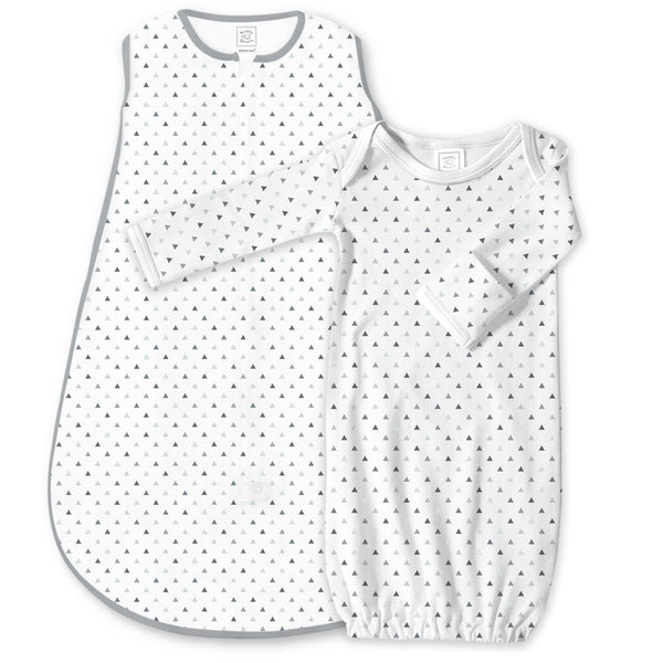 Cotton Knit zzZipMe Sack Set - Tiny Triangles Shimmer, Sterling