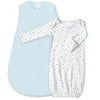 Cotton Knit zzZipMe Sack Set - Pastel Blue + Tiny Triangles Shimmer Gown