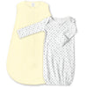Cotton Knit zzZipMe Sack Set - Pastel Yellow + Tiny Triangles Shimmer Gown
