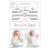 Transitional Swaddle Sack  - Arms Up Sleeves & Mitten Cuffs, Stripes, Heather Gray