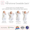 Transitional Swaddle Sack  - Arms Up Sleeves & Mitten Cuffs, Stripes, Heather Gray