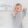 Transitional Swaddle Sack - Arms Up Sleeves & Mitten Cuffs, Solid, Heather Gray with Polka Dot Trim