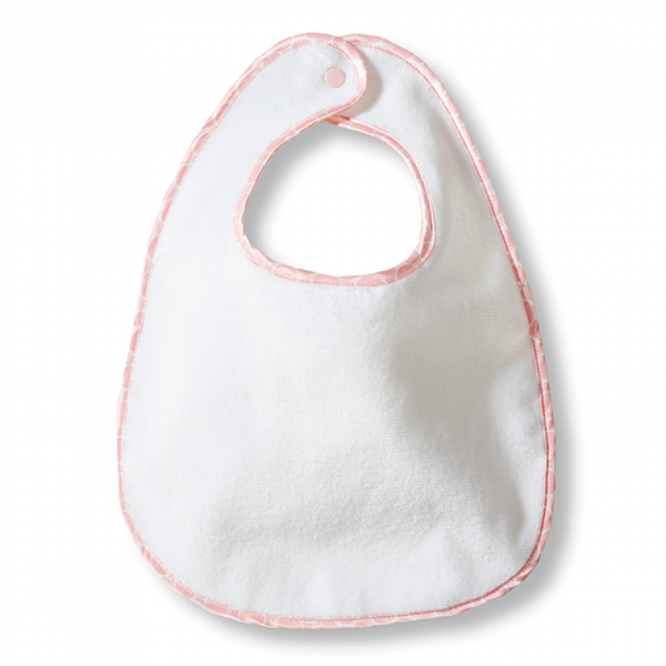 Baby Bib - White Terry Pastel Trim