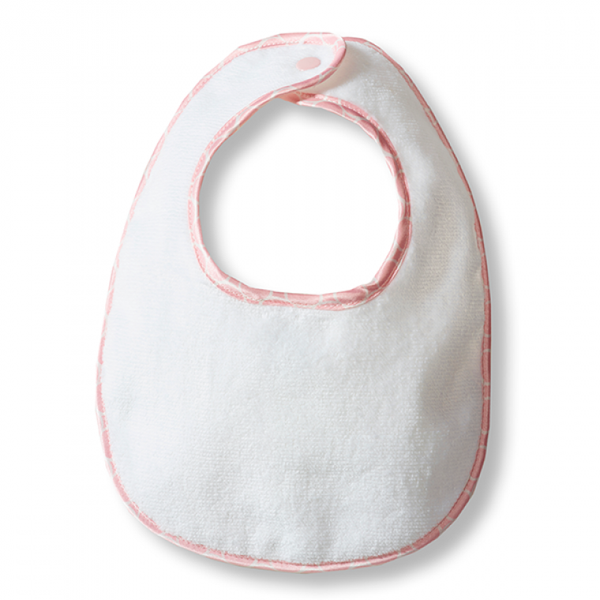 Bitty Bib - White Terry Pastel Trim