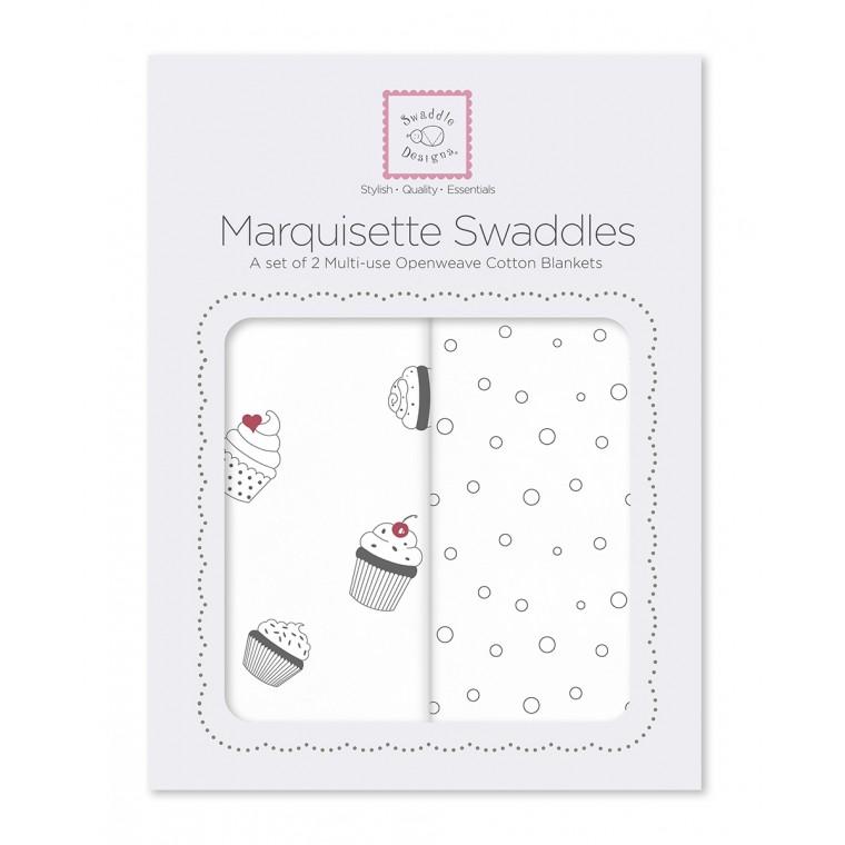 Marquisette Swaddle Blankets - Cupcakes and Bubble Dots (Set of 2)