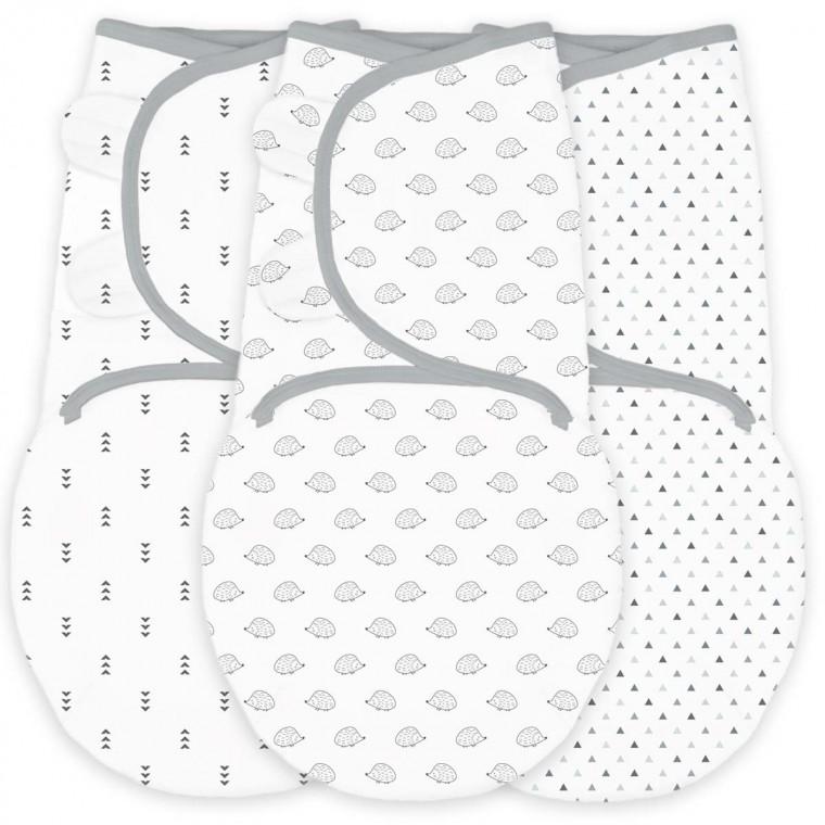 Swaddle Wrap - Premium Cotton (Set of 3) Tiny Hedgehog, Soft Black