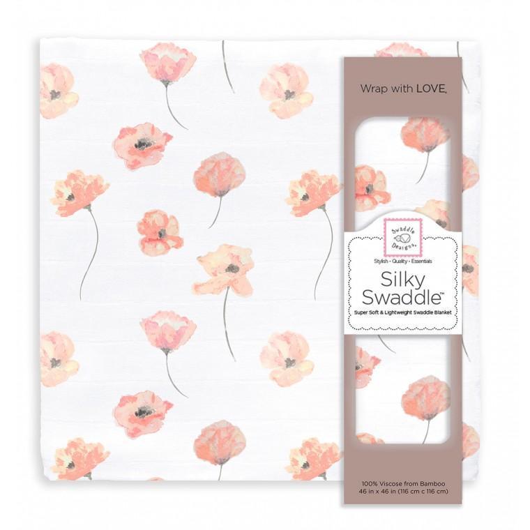 Silky Swaddle Viscose from Bamboo - Pink Poppies Painted by Lynette