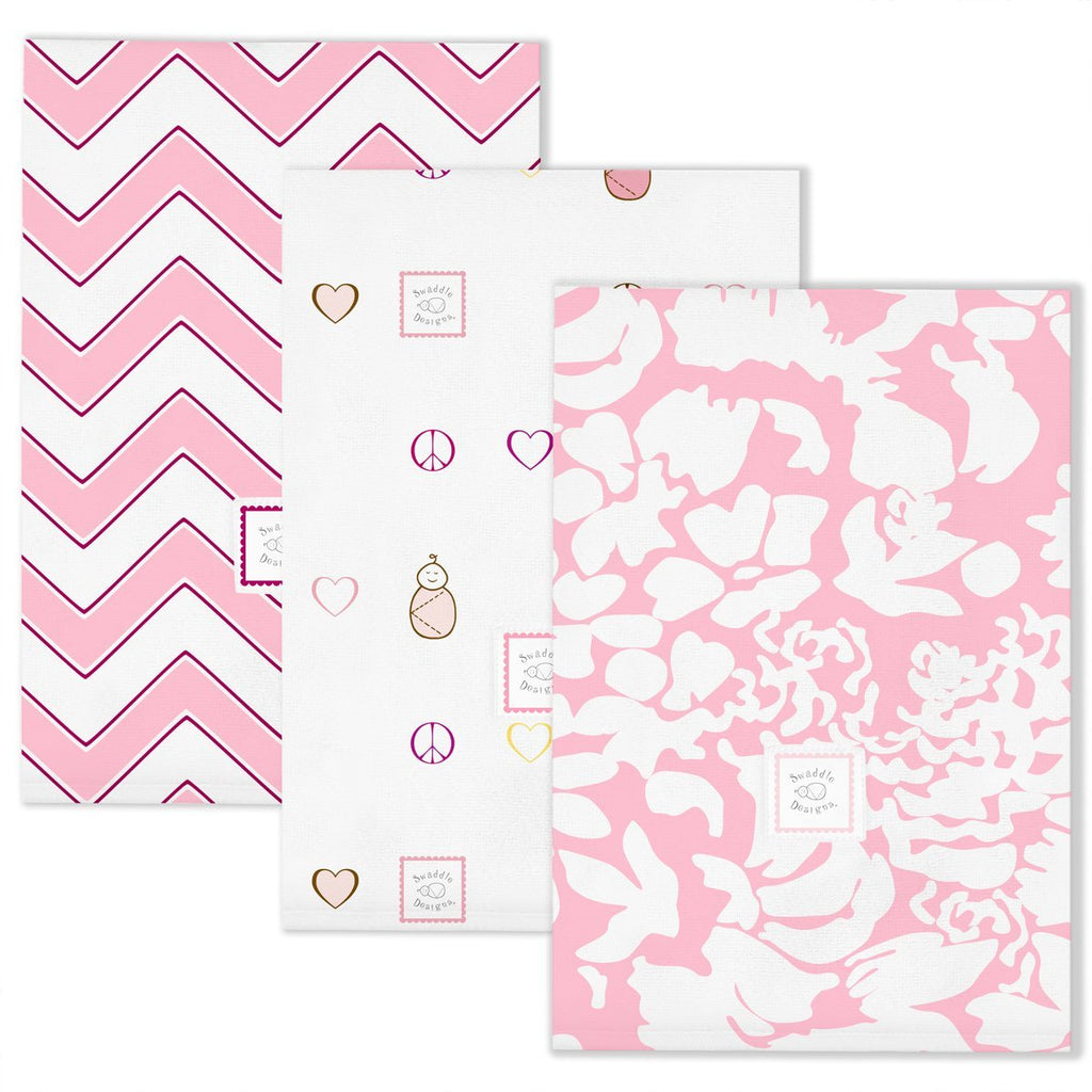 Baby Burpies Pink Fun - Set of 3 Burp Cloths