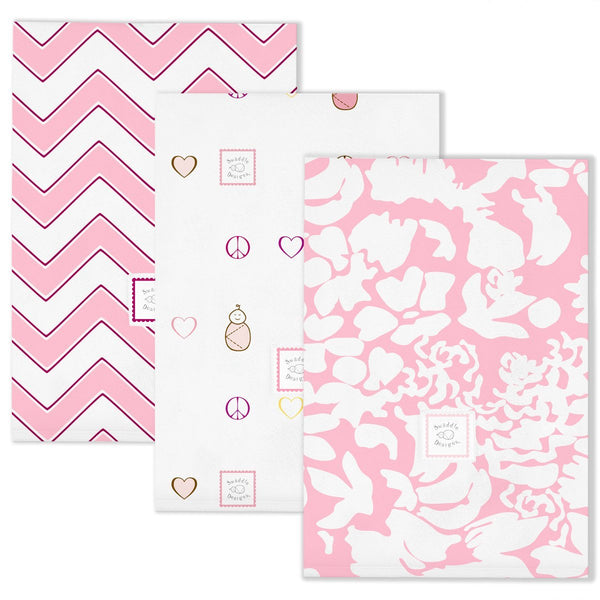 Baby Burpies Pink Fun - Set of 3 Burp Cloths