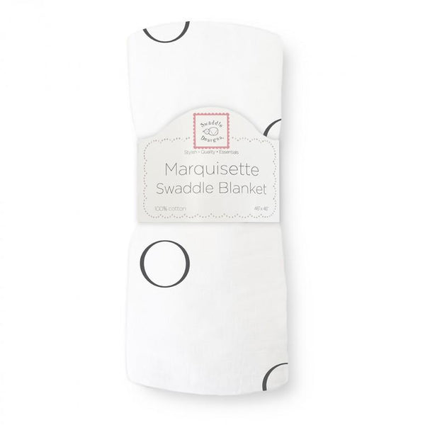 Marquisette Swaddle Blanket - Ring, Soft Black