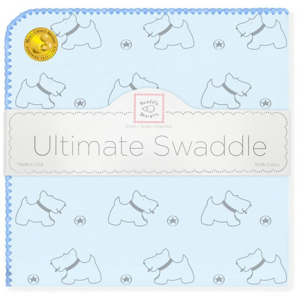 Ultimate Swaddle Blanket - Gray Doggie, Blue
