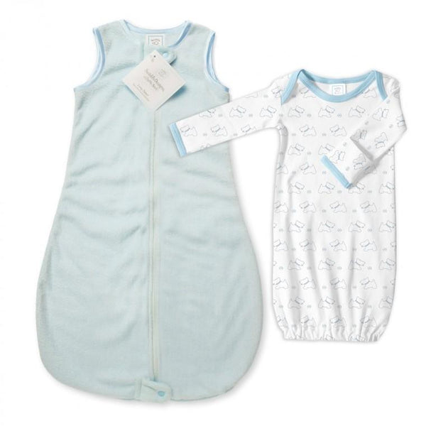 Baby Velvet Microfleece zzZipMe Sack Set - Solid Color + Tiny Animals