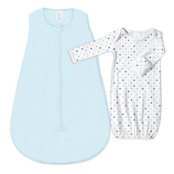 Cotton Knit zzZipMe Sack Set - Solid Color + Tiny Triangles Shimmer Gown
